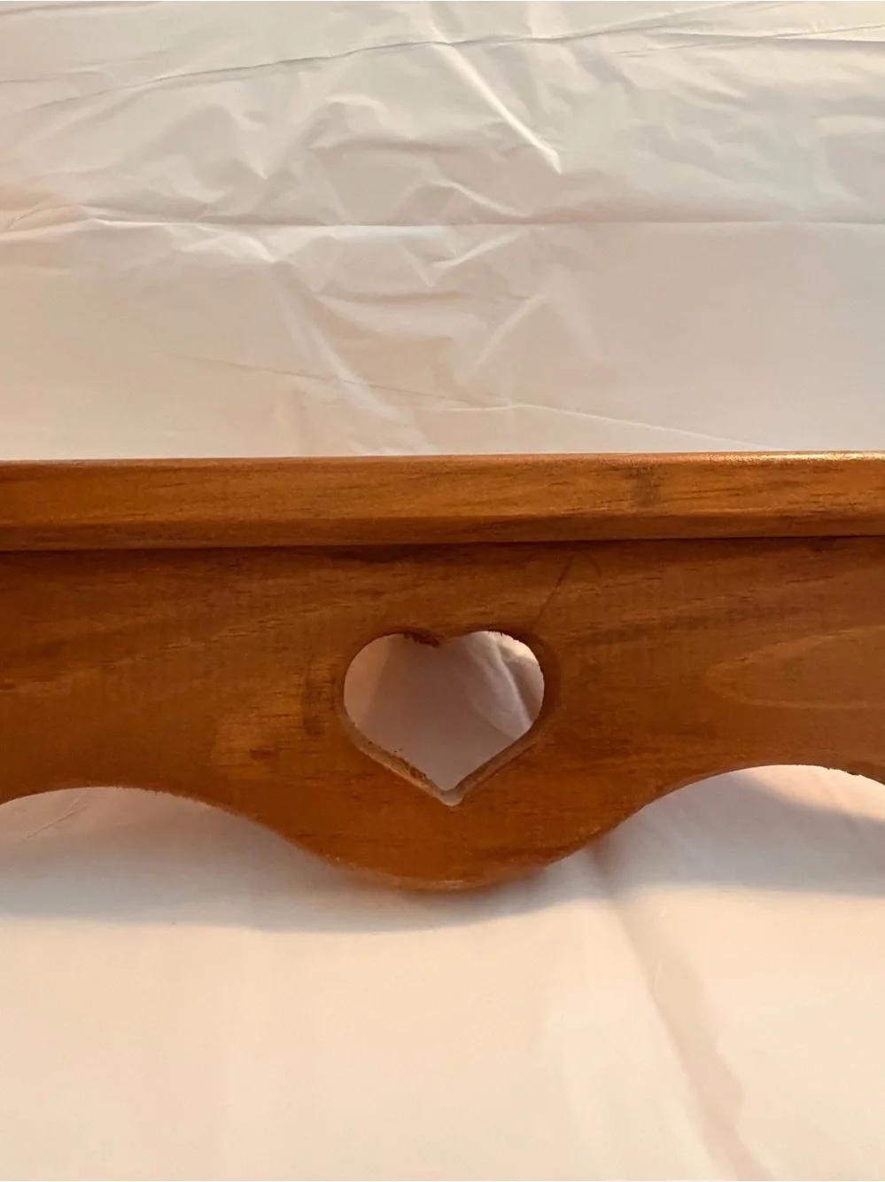 Wooden Corner Shelf Stool with Heart Cutout - Brown
